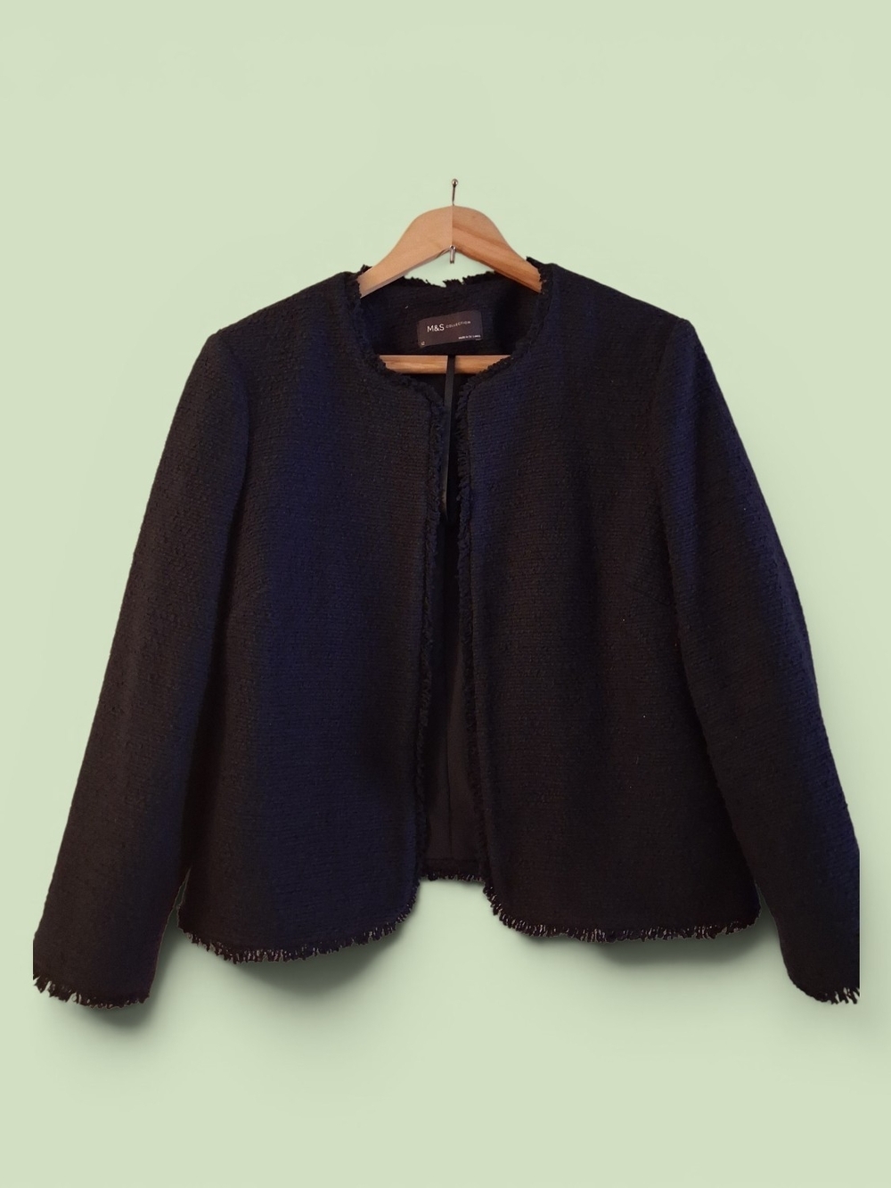 M & S Dark Navy Textured Open-Front Jacket